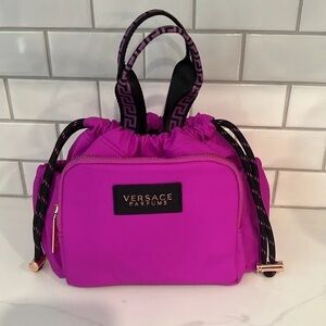 Versace Parfums Purse Drawstring Handbag Fuschia Black Small Bag 9x6 Inc…